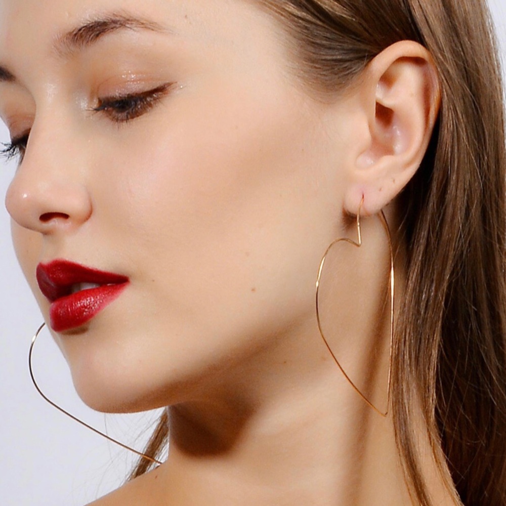 Heart Shaped Hoop Earrings - Picture 2 of 4